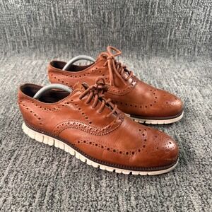 Cole Haan Zerogrand Wingtip Oxford Shoes Mens Size 9.5 Tan Leather Brogue EUC